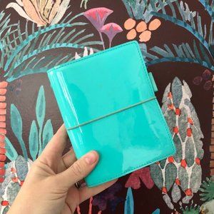 Pocket Filofax Turquoise Patent-Leather Domino